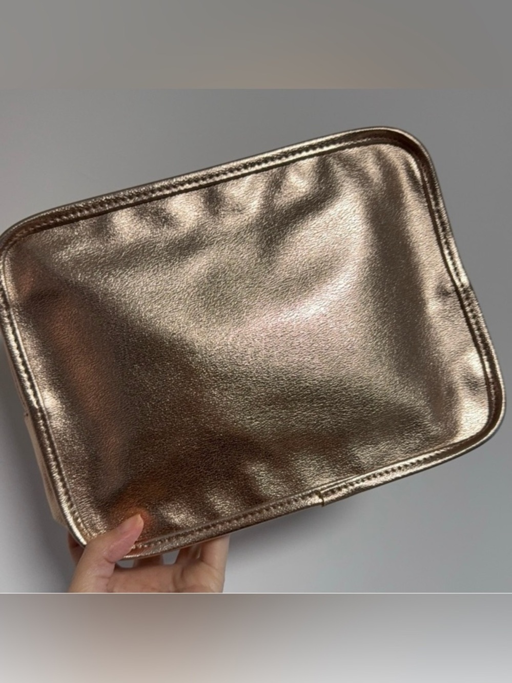 New Lancome gold metallic clutch makeup bag/ cosmetic travel bag